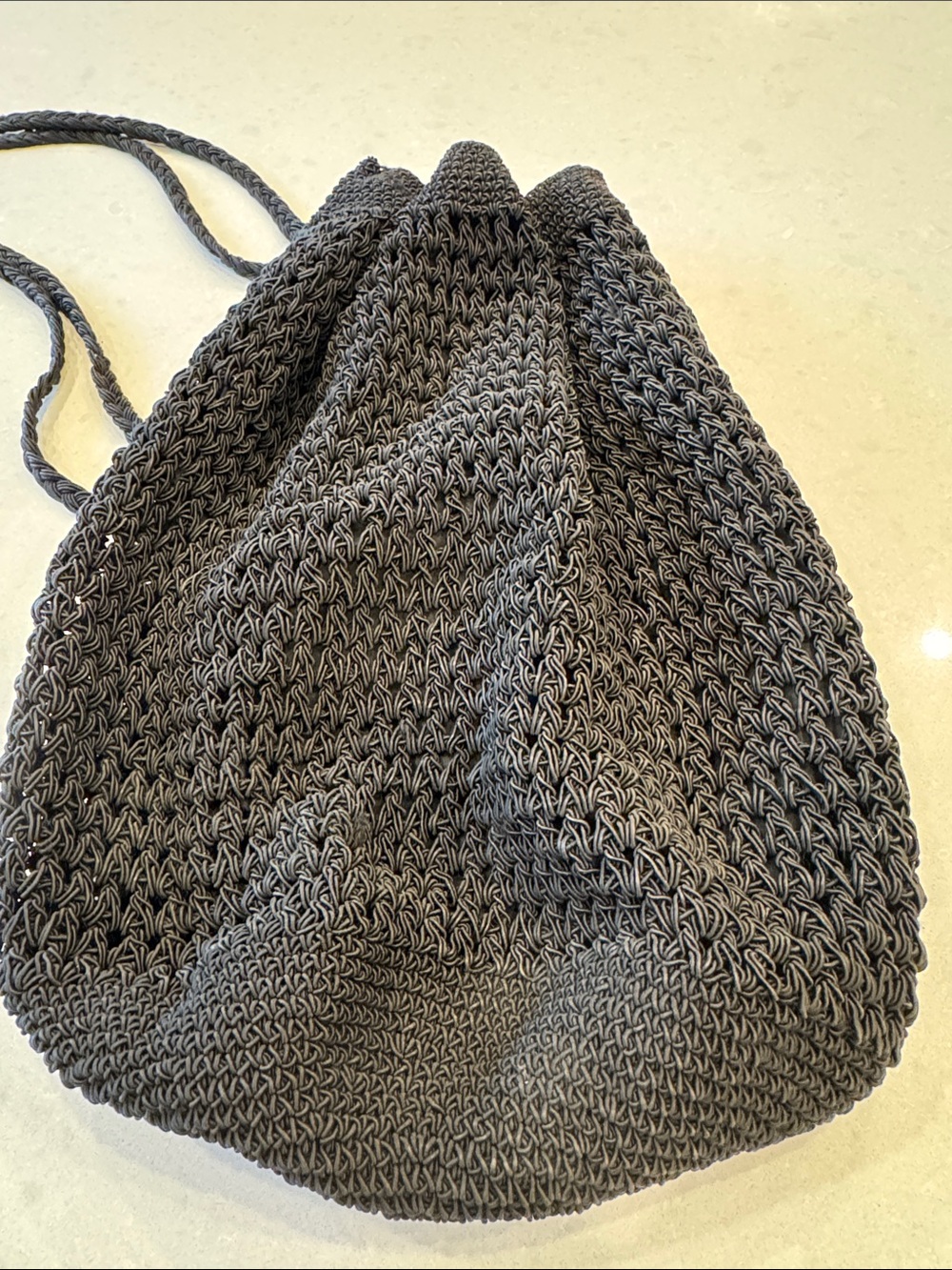 Xhilaration Black Knit Drawstring Crossbody Bag, like knot closure, security.